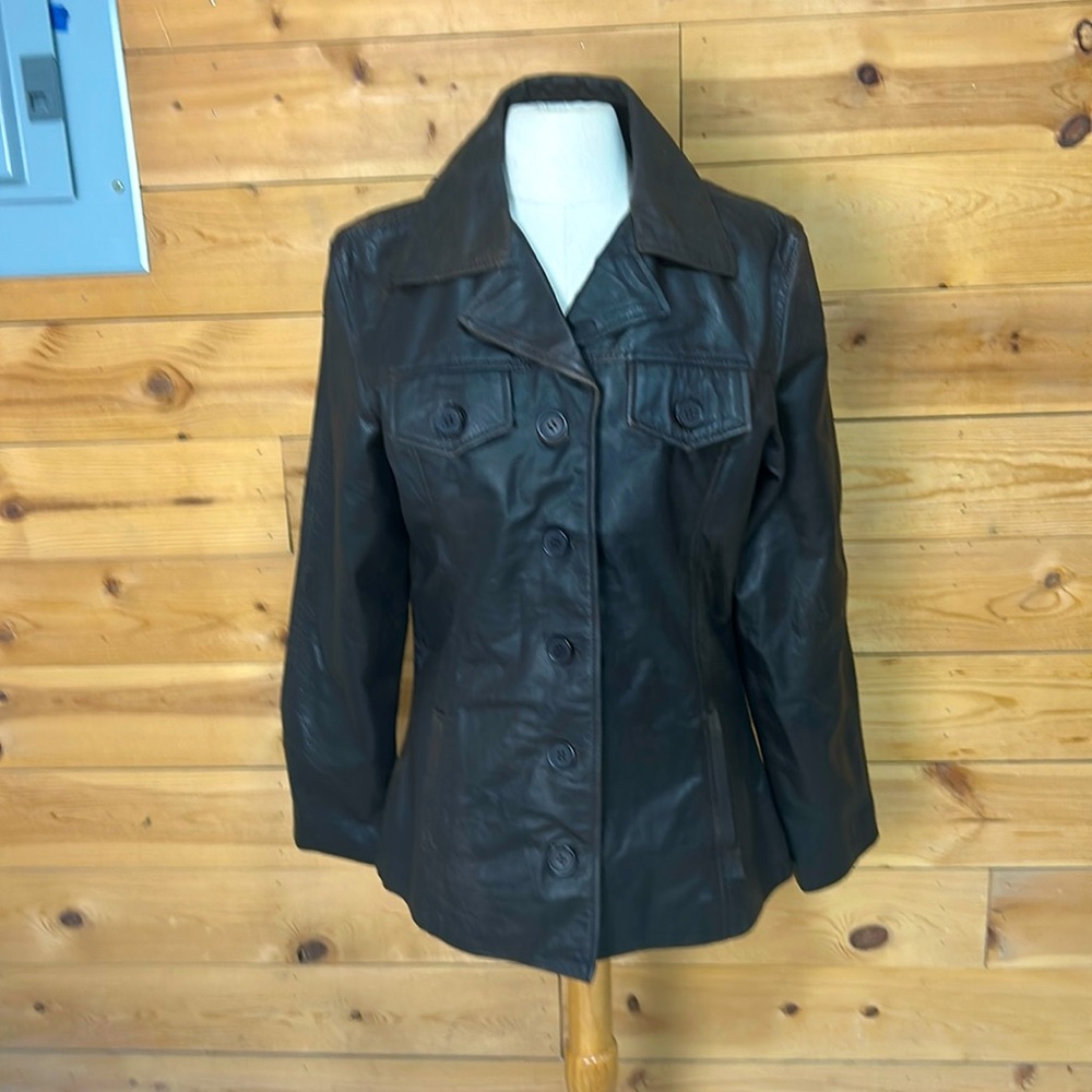 NEW Stran T Smith STS Ranchwear dark brown distressed leather jacket SELAH Large